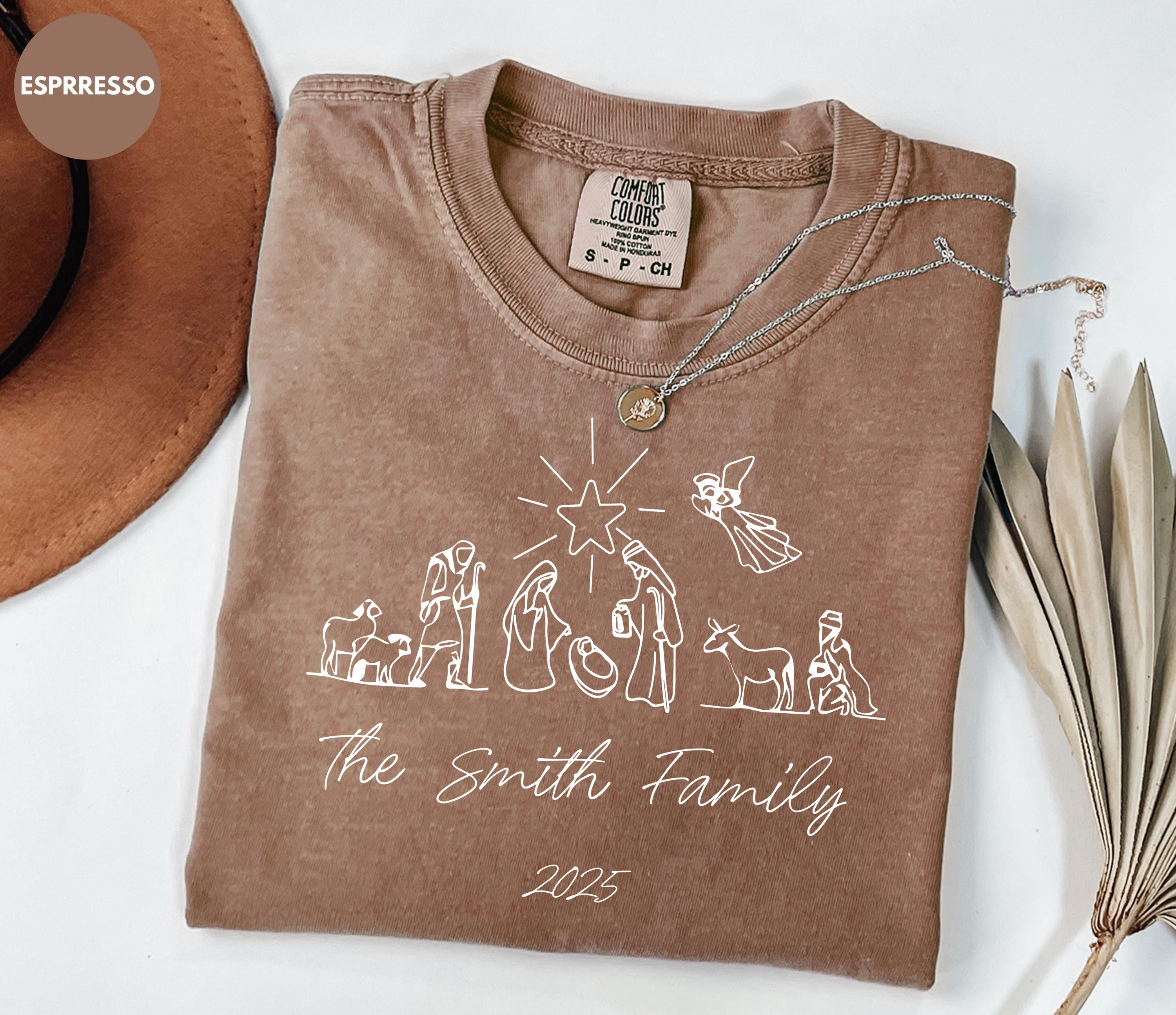 Christian Comfort Colors Nativity Shirt, Personalized Family Christmas Tee, Custom Name Religious T-Shirt, The Greatest Gift of All 2025